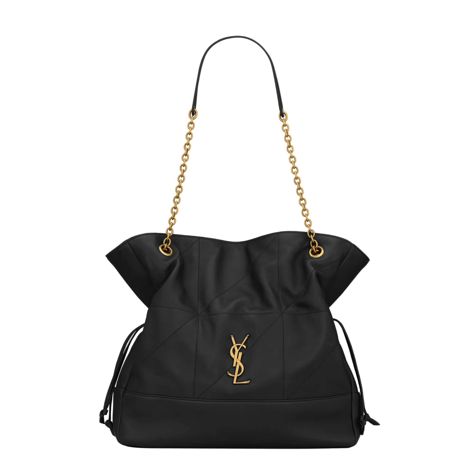 Bolso Negro YSL Grande Elegante con Cadena Dorada – Estilo Sofisticado y Atemporal