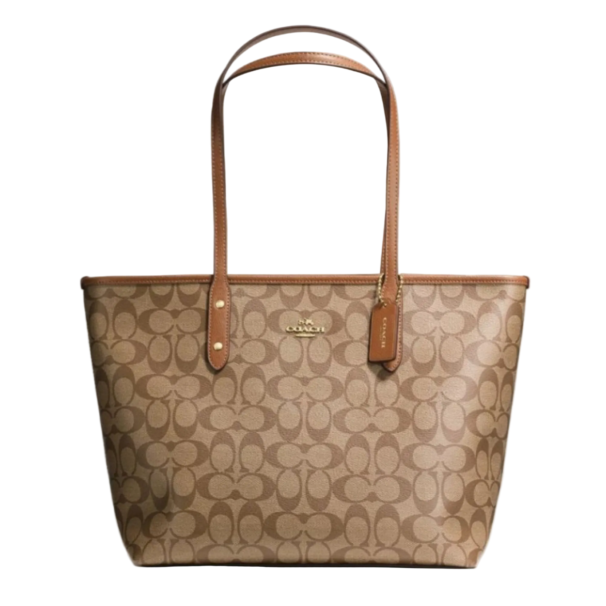 Tote coach con cremallera camel