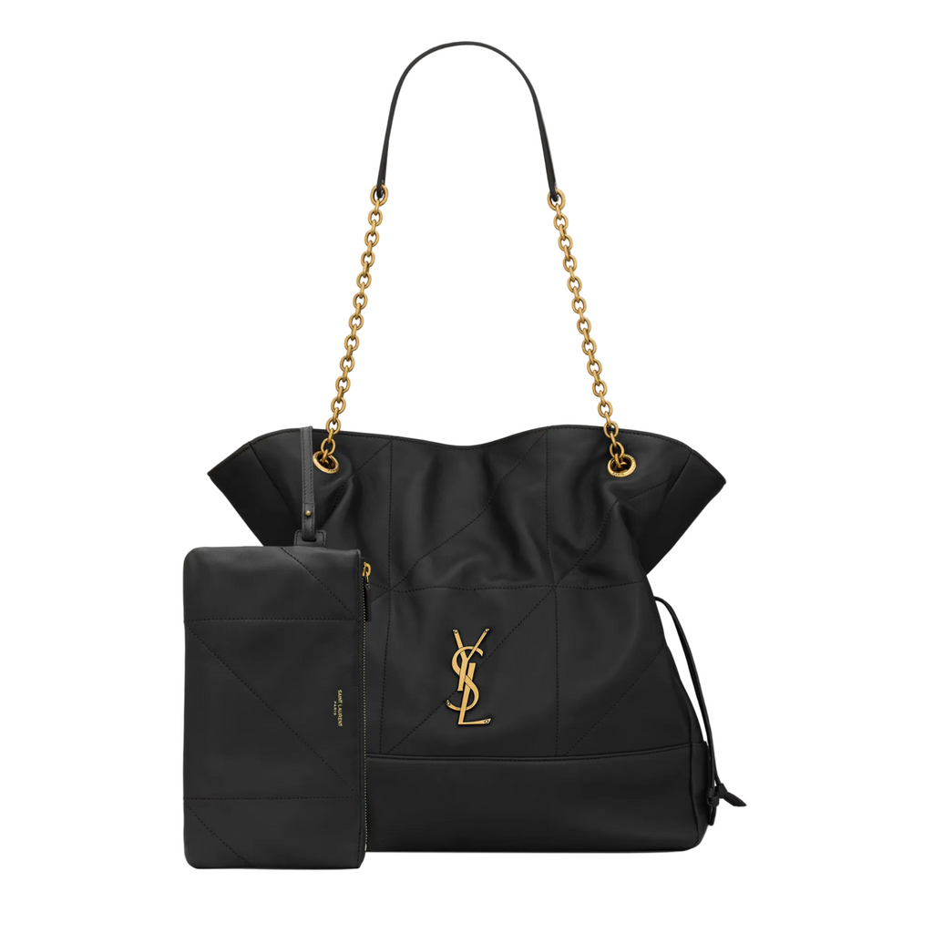 Bolso Negro YSL Grande Elegante con Cadena Dorada – Estilo Sofisticado y Atemporal