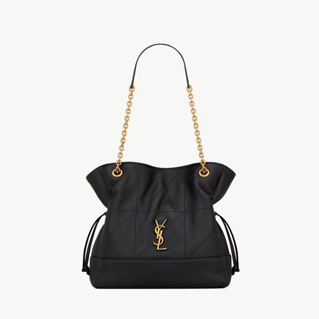 Bolso Negro YSL Pequeño Elegante con Cadena Dorada – Estilo Sofisticado y Atemporal