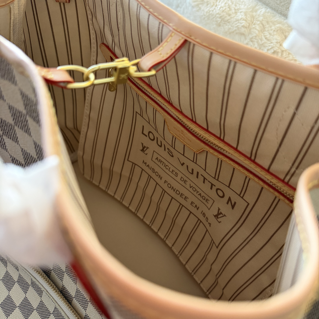 Bolso neverfull cuadros blanco/beige MM – LV